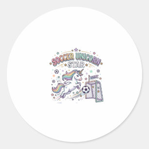 Unicorn Soccer Unicorn Star Funny Vector Design_1 Classic Round Sticker