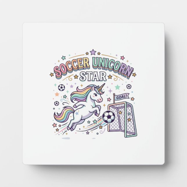 Unicorn Soccer Unicorn Star Funny Vector Design_1 Plaque (Front)