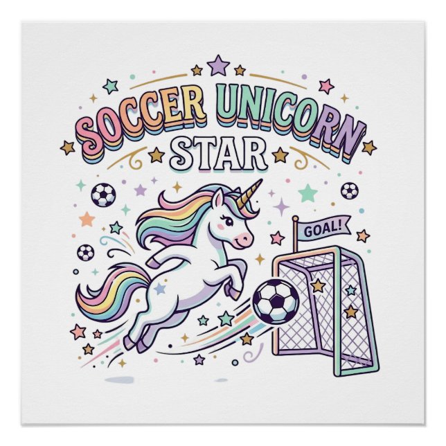 Unicorn Soccer Unicorn Star Funny Vector Design_1 Poster (Front)