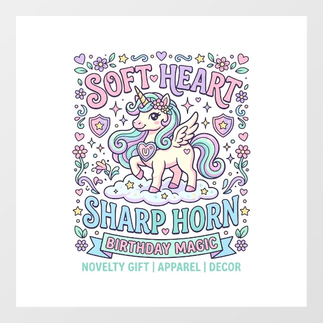 Unicorn Soft Heart Sharp Horn Bold Typography Prod (Sheet)