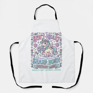 Unicorn Soft Heart Sharp Horn Bold Typography Prod Apron