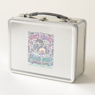 Unicorn Soft Heart Sharp Horn Bold Typography Prod Metal Lunch Box