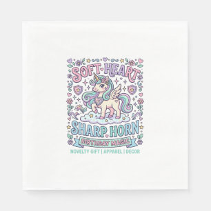 Unicorn Soft Heart Sharp Horn Bold Typography Prod Napkin