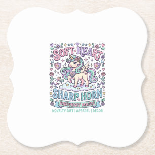 Unicorn Soft Heart Sharp Horn Bold Typography Prod Paper Coaster