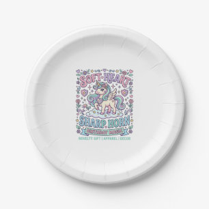 Unicorn Soft Heart Sharp Horn Bold Typography Prod Paper Plate