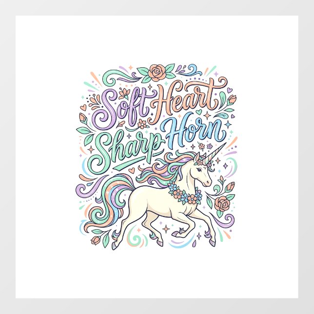 Unicorn Soft Heart Sharp Horn White Background Typ (Sheet)