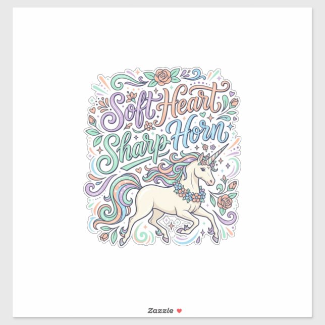 Unicorn Soft Heart Sharp Horn White Background Typ (Sheet)