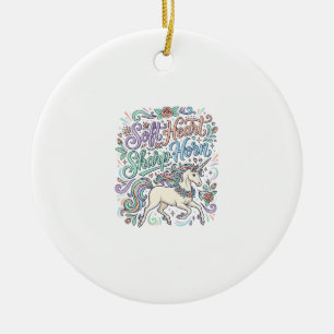 Unicorn Soft Heart Sharp Horn White Background Typ Ceramic Tree Decoration