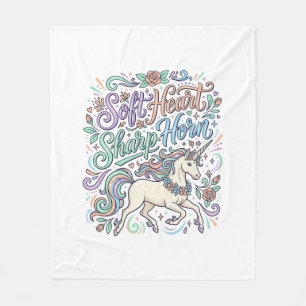 Unicorn Soft Heart Sharp Horn White Background Typ Fleece Blanket