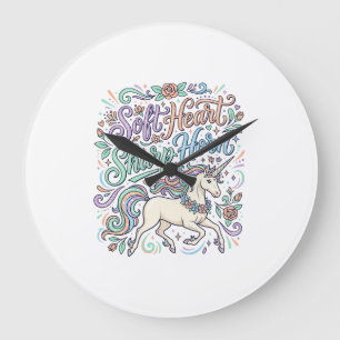 Unicorn Soft Heart Sharp Horn White Background Typ Large Clock