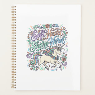 Unicorn Soft Heart Sharp Horn White Background Typ Planner