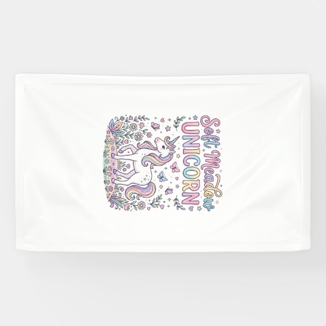 Unicorn Soft Meadow Unicorn Adorable Vector Design Banner (Horizontal)
