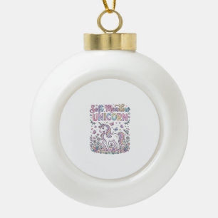 Unicorn Soft Meadow Unicorn Adorable Vector Design Ceramic Ball Christmas Ornament
