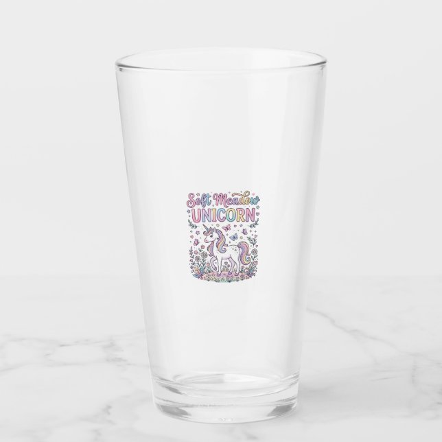 Unicorn Soft Meadow Unicorn Adorable Vector Design Glass (Front)
