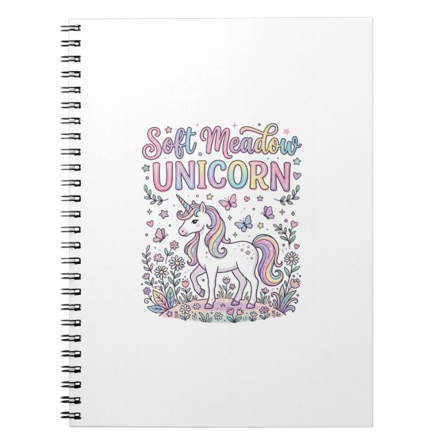 Unicorn Soft Meadow Unicorn Adorable Vector Design Notebook (Front)