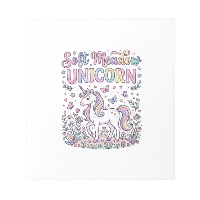 Unicorn Soft Meadow Unicorn Adorable Vector Design Notepad (Front)