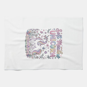 Unicorn Soft Meadow Unicorn Adorable Vector Design Tea Towel