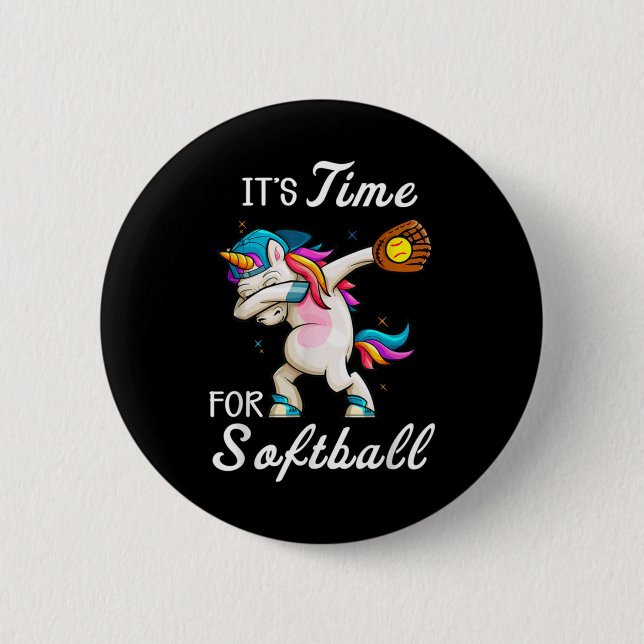 Unicorn Softball Girls Women Softball 6 Cm Round Badge (Front)