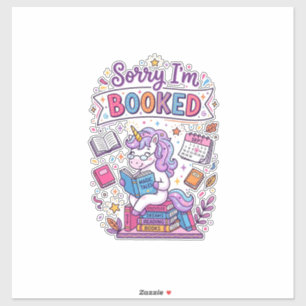 Unicorn Sorry I'm Booked Retro Style Print on Dema