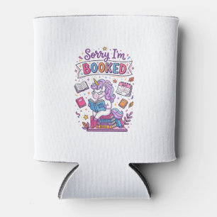 Unicorn Sorry I'm Booked Retro Style Print on Dema Can Cooler