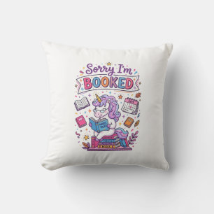 Unicorn Sorry I'm Booked Retro Style Print on Dema Cushion