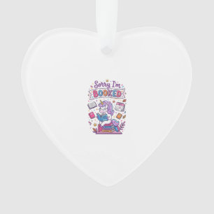 Unicorn Sorry I'm Booked Retro Style Print on Dema Ornament