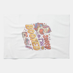 Unicorn Sorry I'm Booked Whimsical Zazzle Design_1 Tea Towel