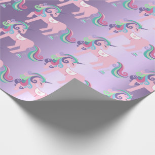 Unicorn Sparkl Glitter Pink Floral Baby Lavender Wrapping Paper