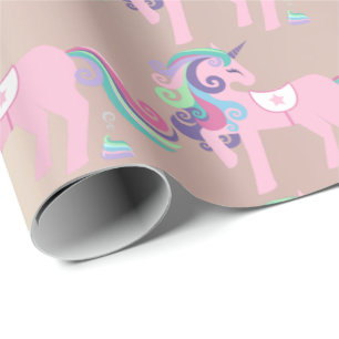 Unicorn Sparkl Glitter Pink Floral Baby Paarly Wrapping Paper
