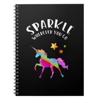 Unicorn - Sparkle. Cute Sayings. Watercolor Art. Notebook