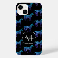 Unicorn Sparkles aqua blue ombre pattern Monogram
