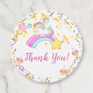 Unicorn, Sparkling Stars, Cupcakes and Confetti Favour Tags