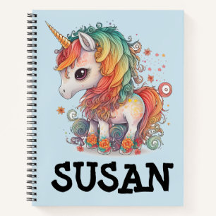 UNICORN SPIRAL PERSONALIZED NAME NOTEBOOK
