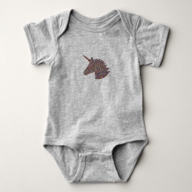 Unicorn Sprinkle Print Pink Baby Bodysuit (Front)