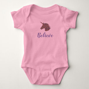 Unicorn Sprinkle Print Pink Baby Bodysuit