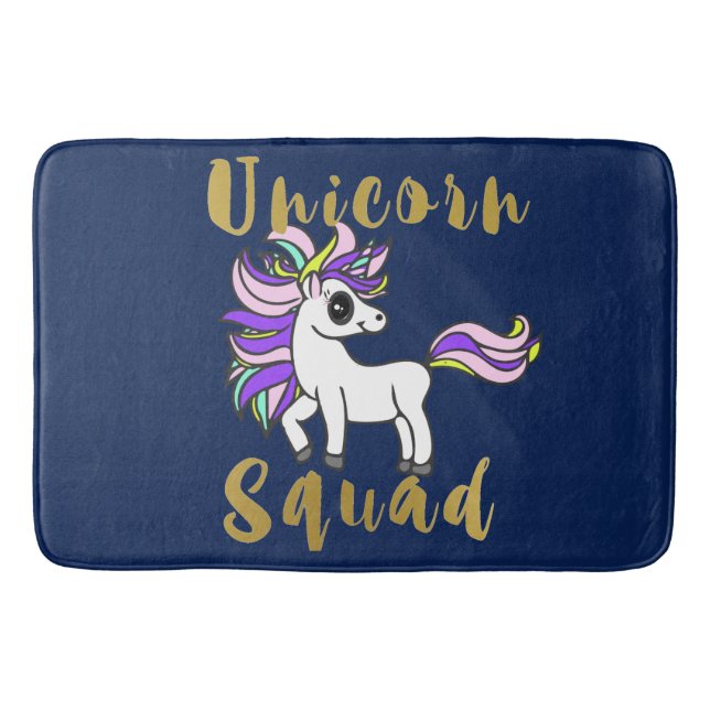 Unicorn Squad, Colourful Pony Bath Mat (Front)