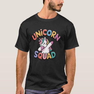 Unicorn Squad Dabbing Funny Birthday Colourful Fam T-Shirt