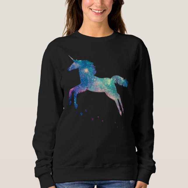 Unicorn Squad Galaxy Galactic Space Flying Sweatshirt (Front)