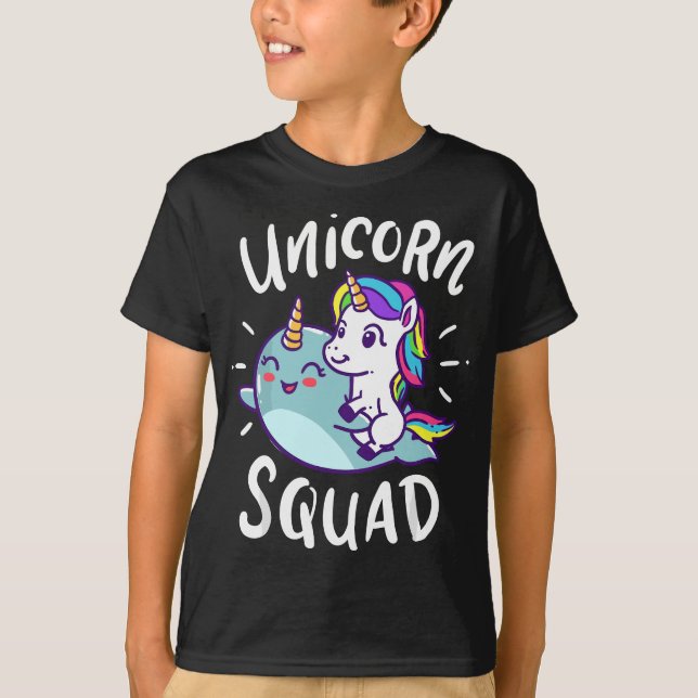 Unicorn Squad Narwhal Funny Cute Birthday Party Pr T-Shirt (Front)
