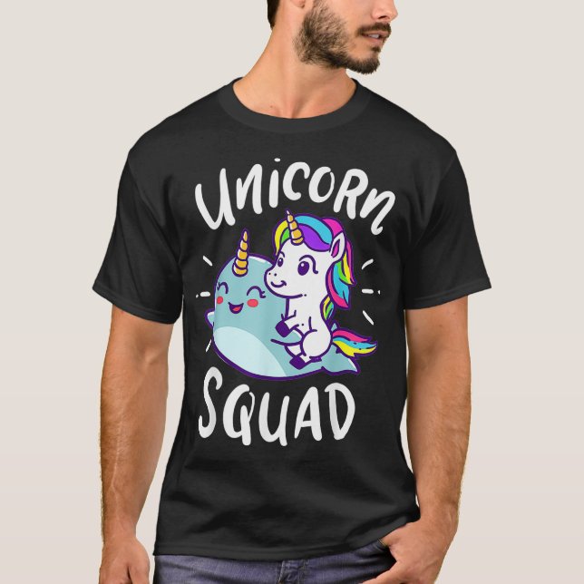 Unicorn Squad Narwhal Funny Cute Birthday Party Pr T-Shirt (Front)