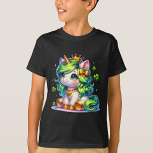 Unicorn St Patricks Day Girls Kids Shamrock Cute U T-Shirt