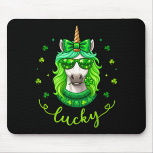 Unicorn st patricks day toddler girls kid shamrock mouse pad