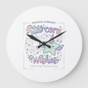 Unicorn Starcorn Wishes Adorable Apparel Graphic_1 Large Clock