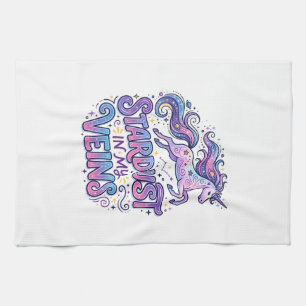 Unicorn Stardust in My Veins Retro Style Cute Gift Tea Towel