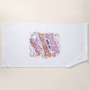 Unicorn Stardust in My Veins Whimsical Merch Desig Beach Towel