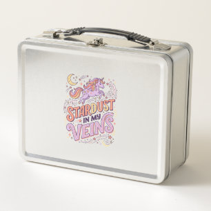 Unicorn Stardust in My Veins Whimsical Merch Desig Metal Lunch Box