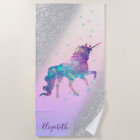 Unicorn, Stars,Silver Glitter Bokeh - Personalised