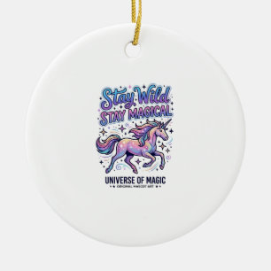 Unicorn Stay Wild Stay Magical Commercial Typograp Ceramic Tree Decoration