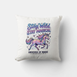 Unicorn Stay Wild Stay Magical Commercial Typograp Cushion