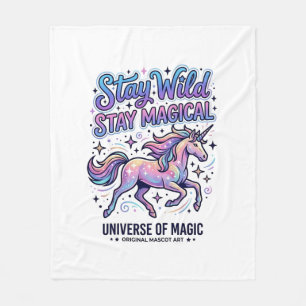 Unicorn Stay Wild Stay Magical Commercial Typograp Fleece Blanket